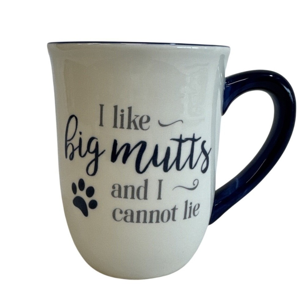 I Like Big Mutts and I Cannot Lie Coffee Mug Blue White LTD Commodities